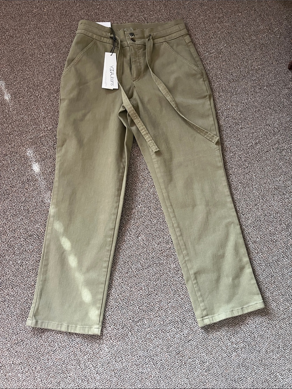 Yoga Jeans Olive Ankle Utility with Tie Waist